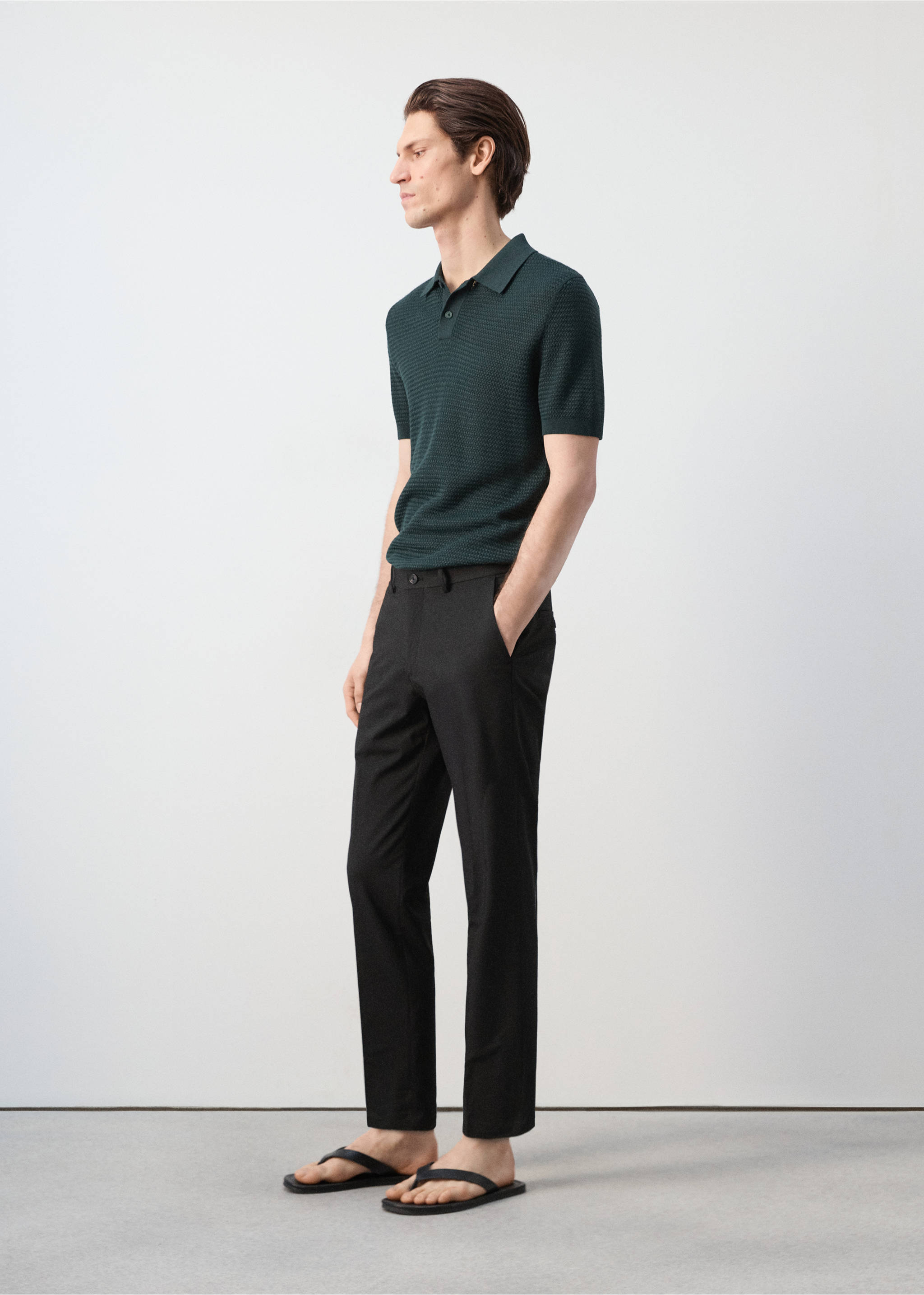 Bologna cropped slim-fit trousers - Details of the article 2, Black. Ref: 27021190-01.