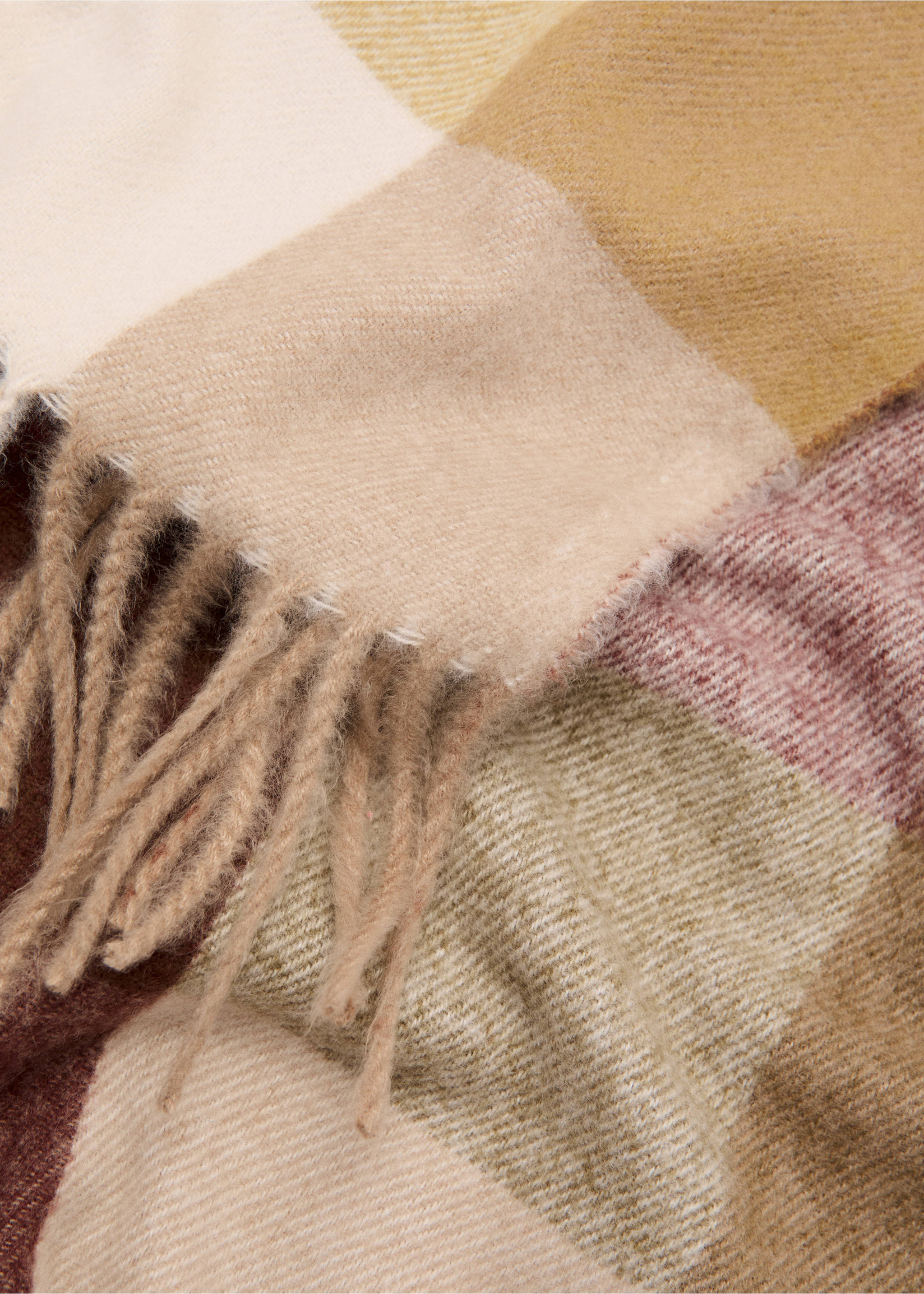 Check scarf with fringed ends - Details of the article 1, Brown. Ref: 27021191-00.