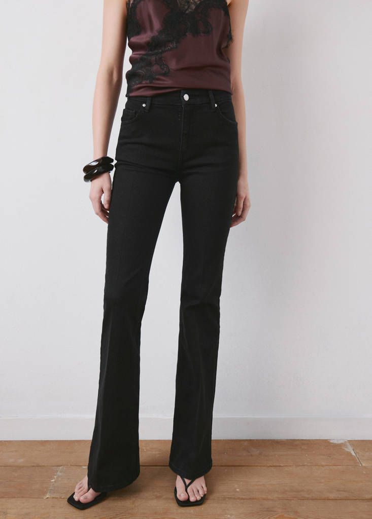 Violet flared high-rise jeans — Black denim