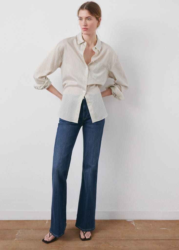 Violet flared high-rise jeans — Dark Blue