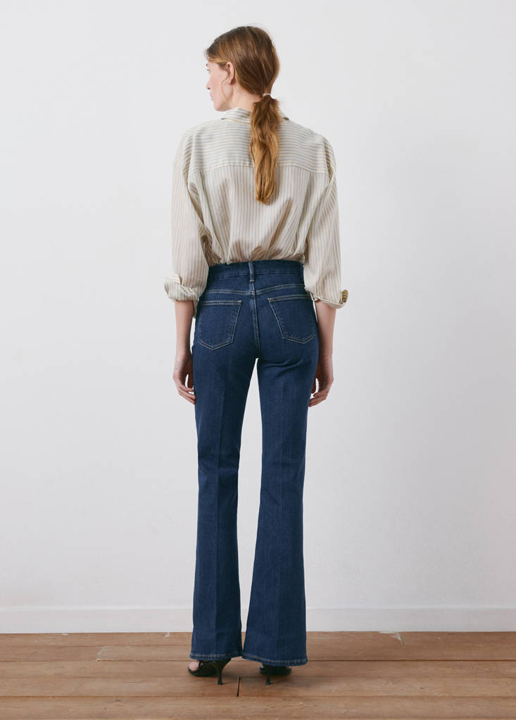 Violet flared high-rise jeans — Dark Blue
