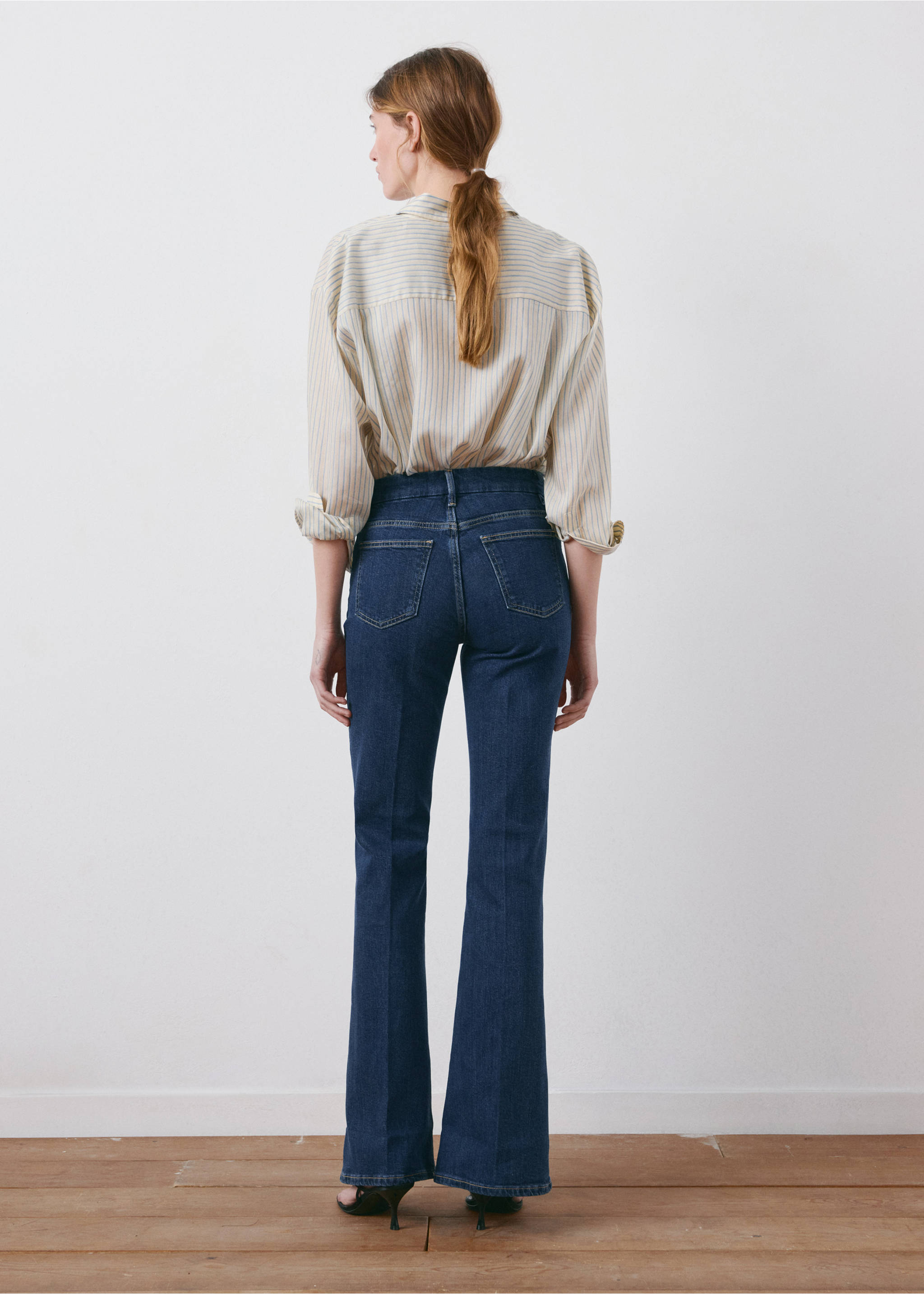 紫罗兰喇叭高腰牛仔裤 - null, 深蓝色. Ref: 27021193-00.