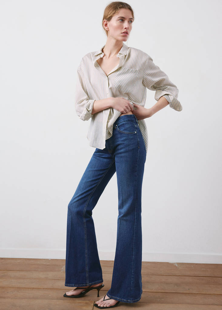 Violet flared high-rise jeans — Dark Blue