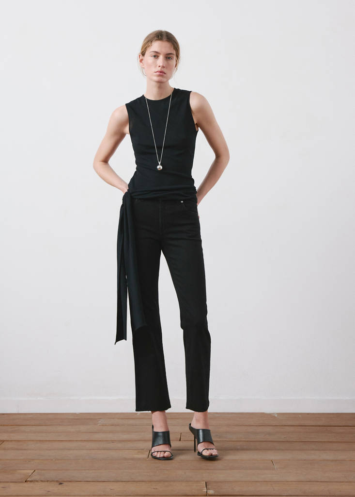 Sienna flared cropped jeans — Black denim