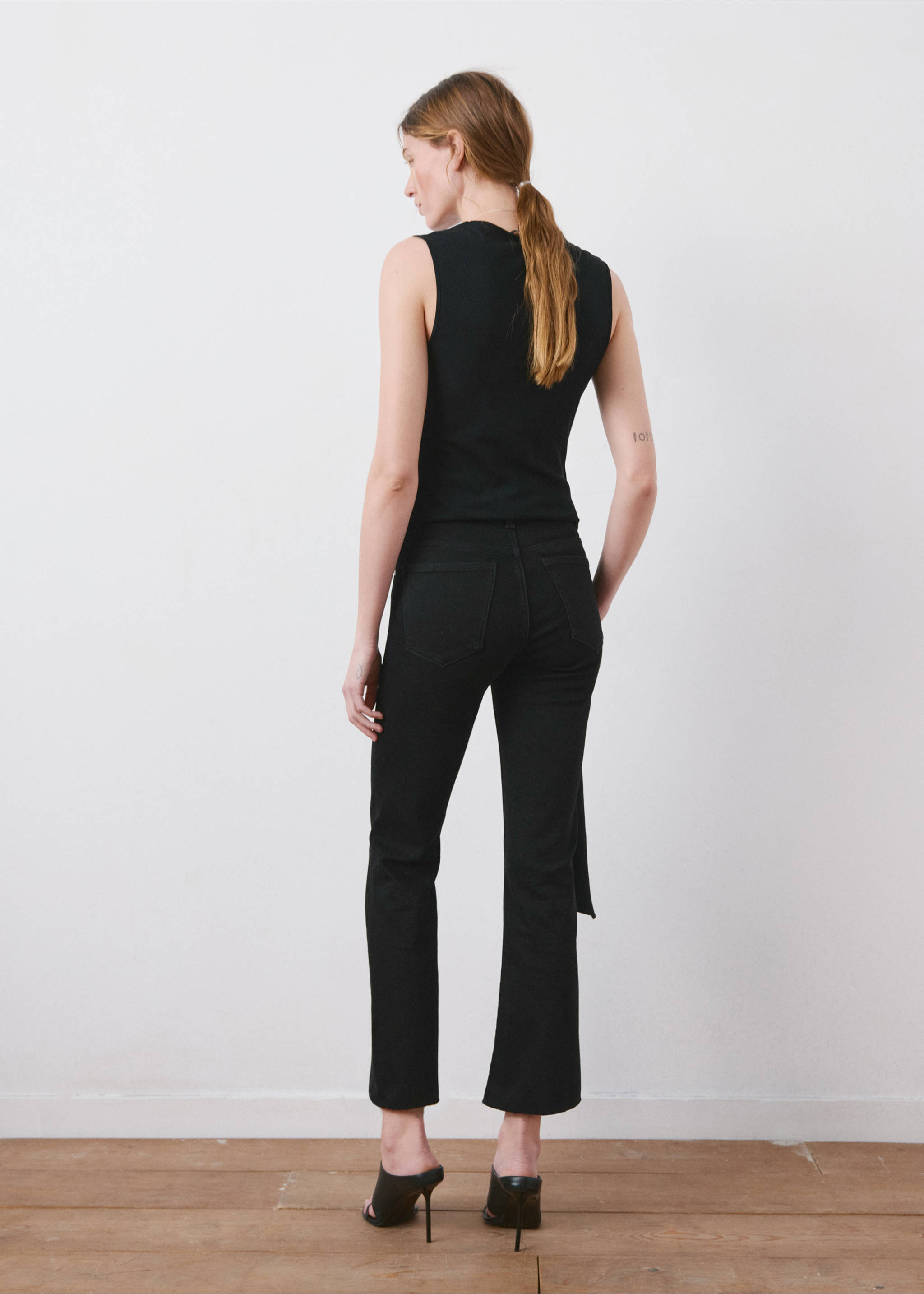 Sienna flared cropped jeans - Reverse of the article, Black denim. Ref: 27021194-00.