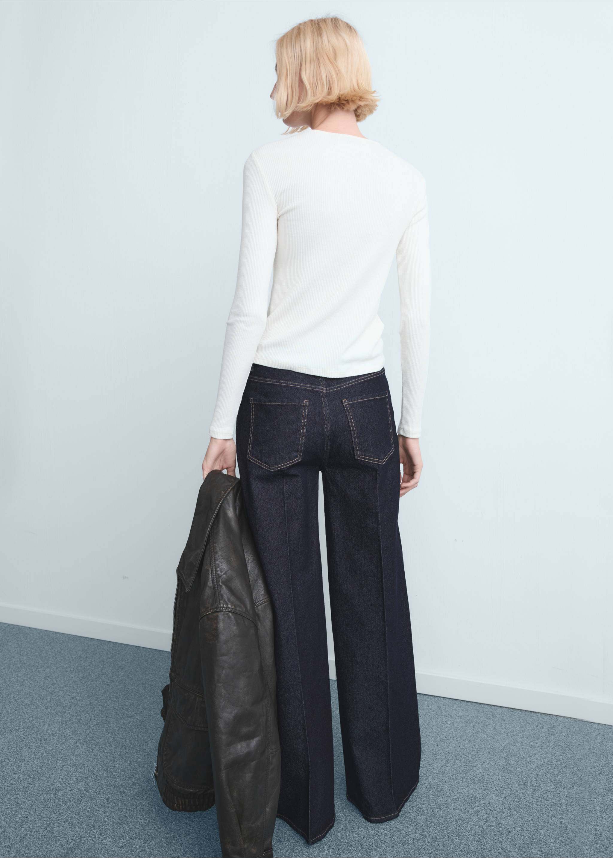 High-waisted wideleg jeans - Reverse of the article, Open Blue. Ref: 27021197-00.