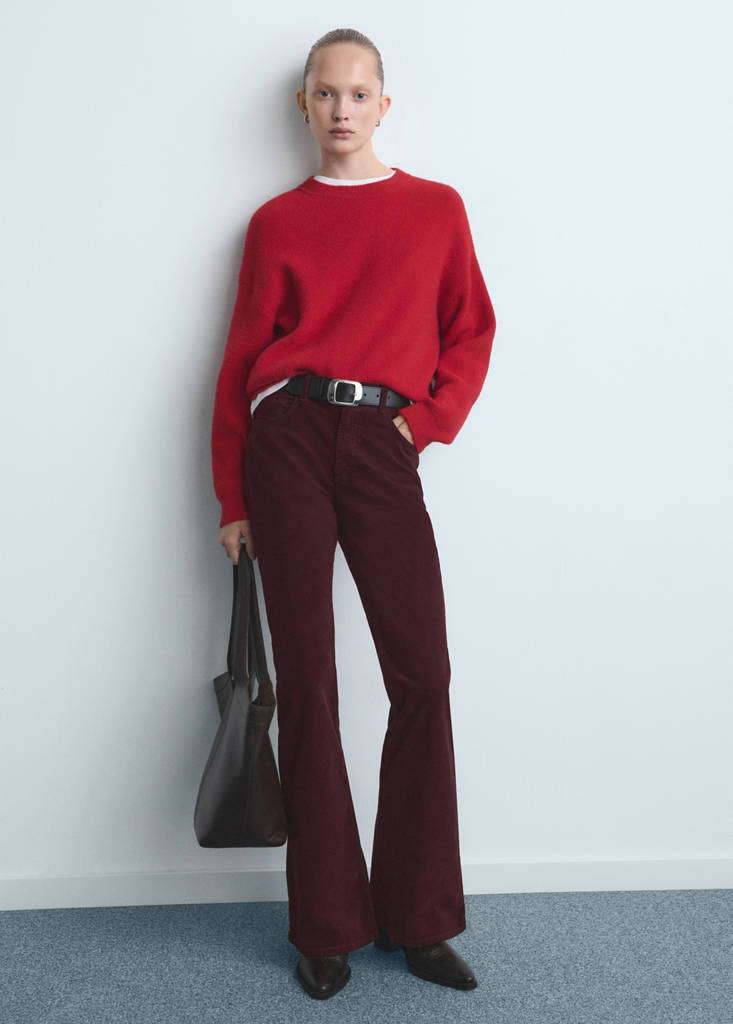 Velvet flared jeans — Wine