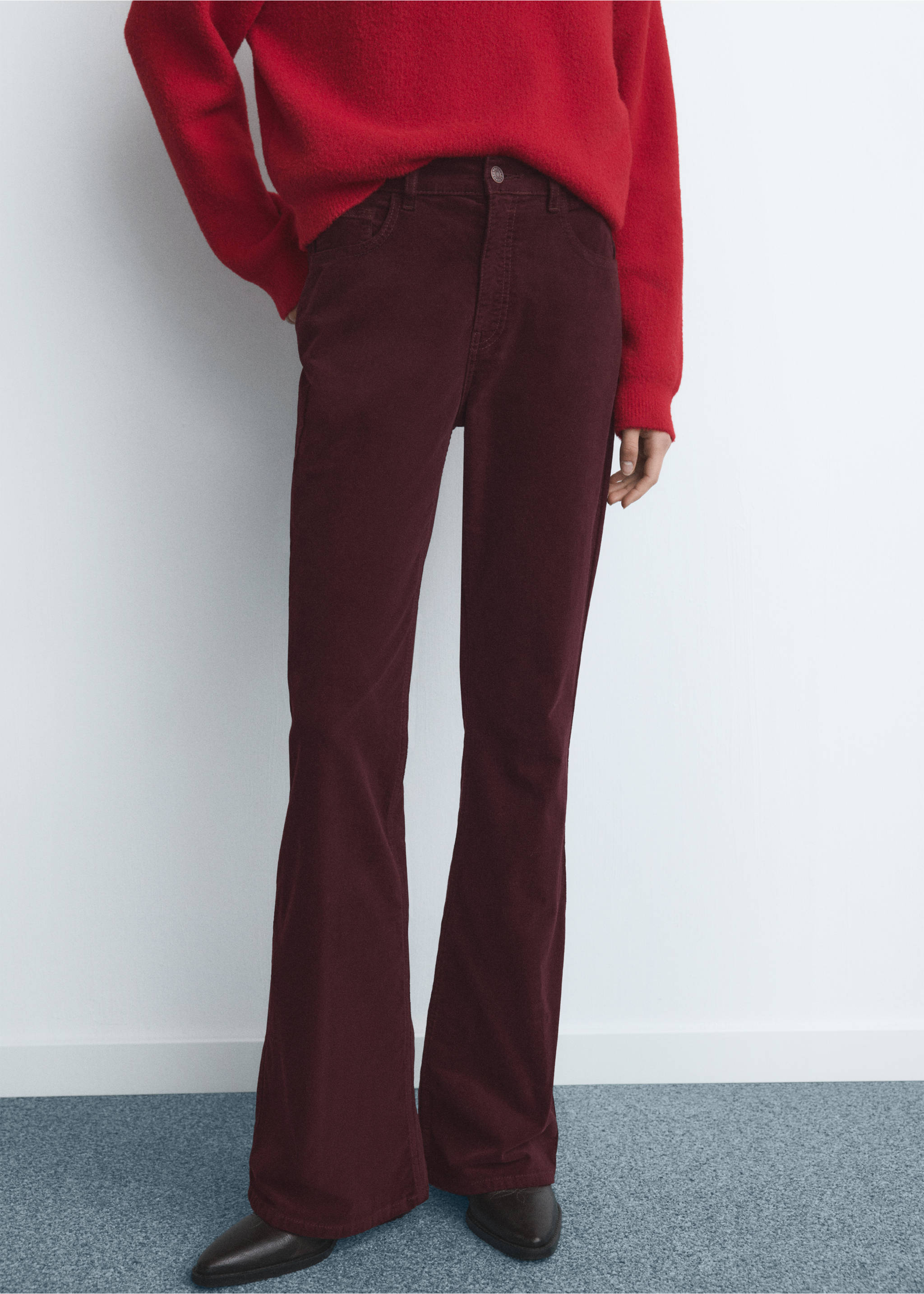 Velvet flared jeans - Medium plane, Wine. Ref: 27021201-00.