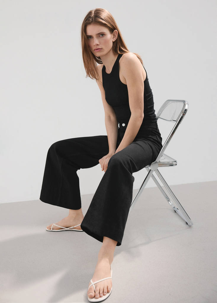 Wide leg jeans with pockets — Black denim