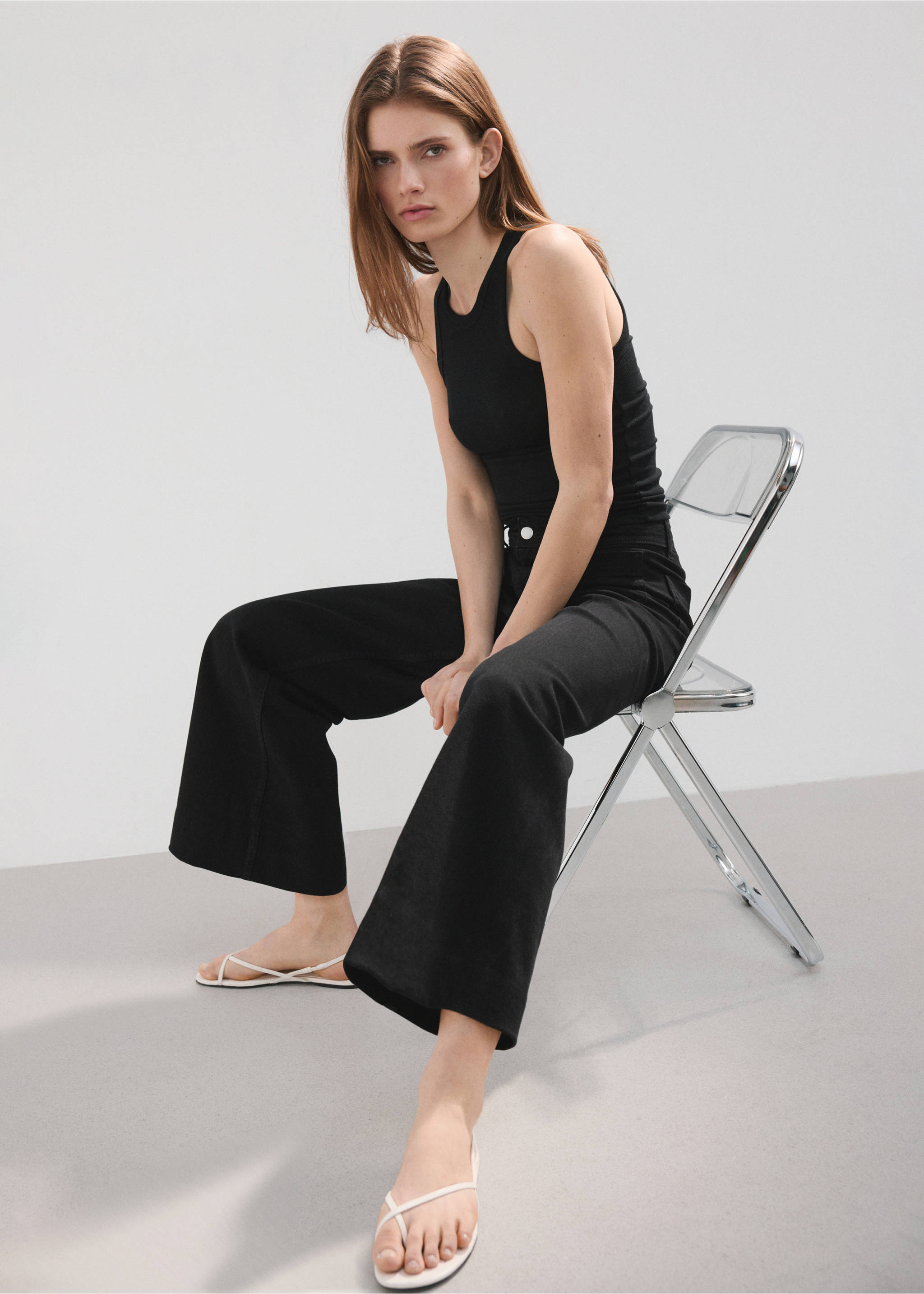 Jeans med vida ben och fickor - Detaljer om artikeln 2, Black denim. Ref: 27021202-00.