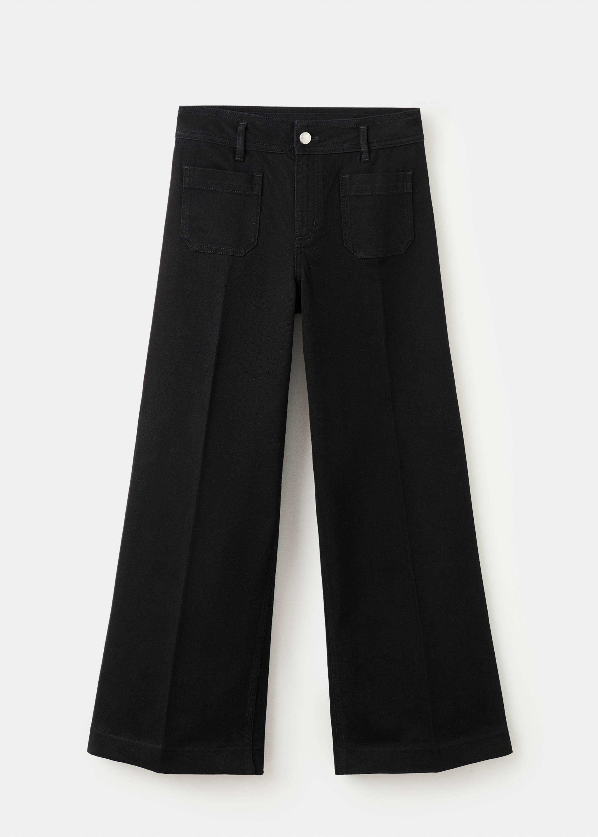 Jeans med vida ben och fickor - Artikel utan modell, Black denim. Ref: 27021202-00.