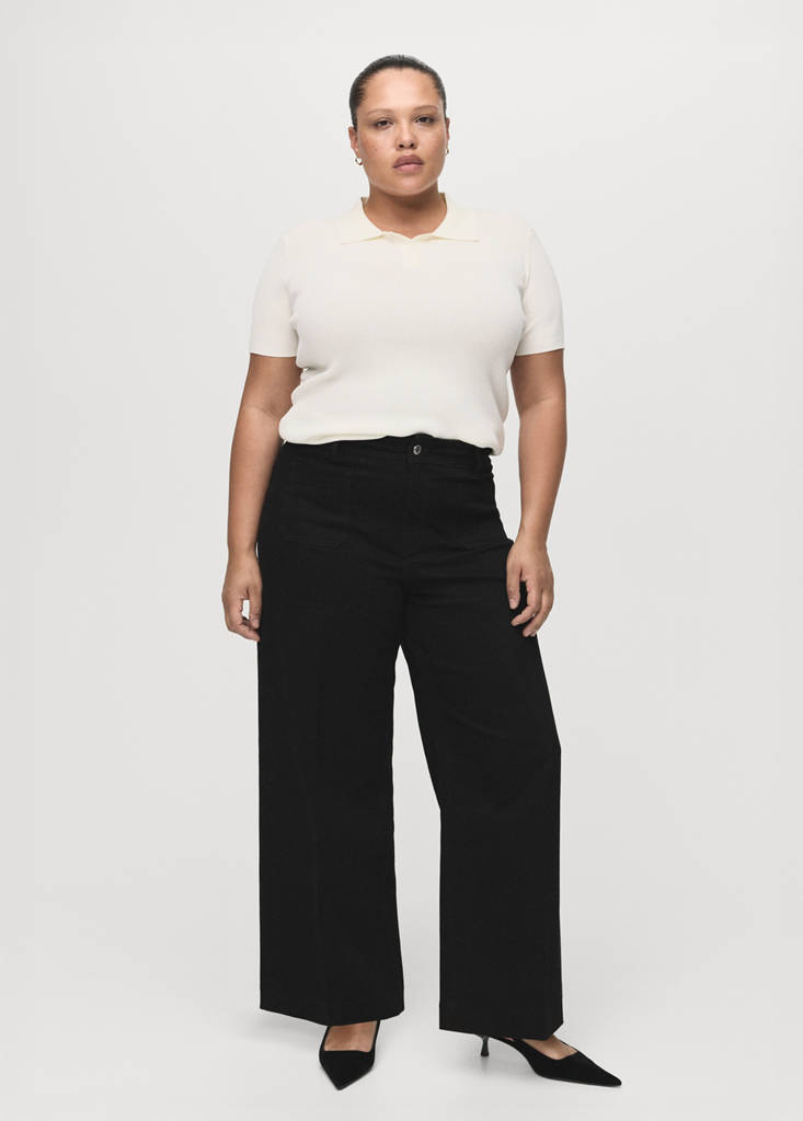 Wide leg jeans with pockets — Black denim