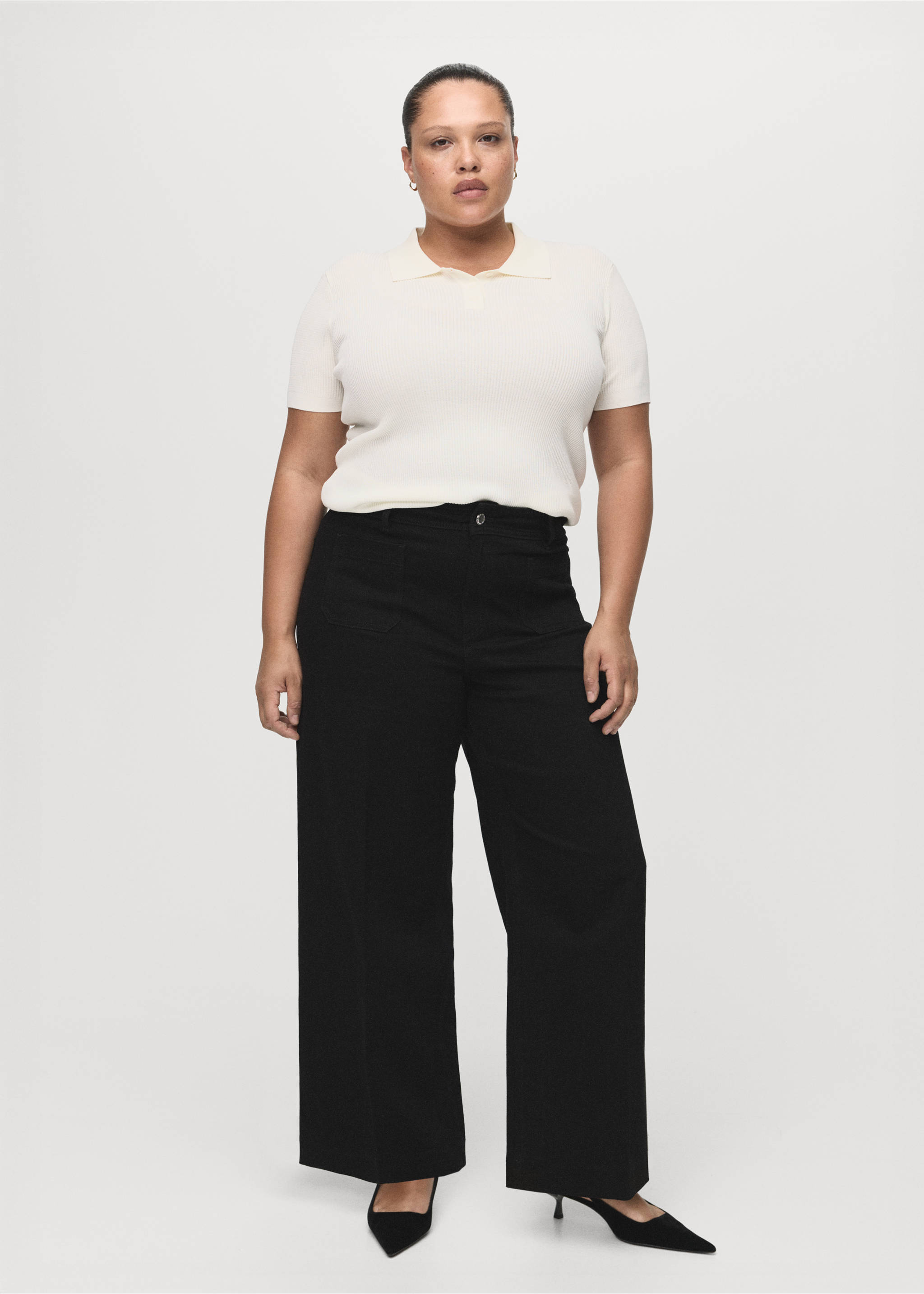 Jeans med vida ben och fickor - Detaljer om artikeln 3, Black denim. Ref: 27021202-00.