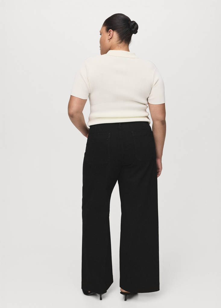Wide leg jeans with pockets — Black denim