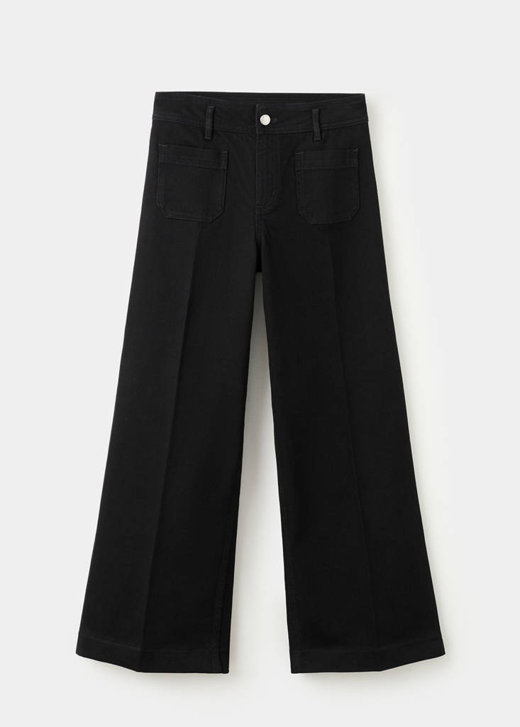 Wide leg jeans with pockets — Black denim