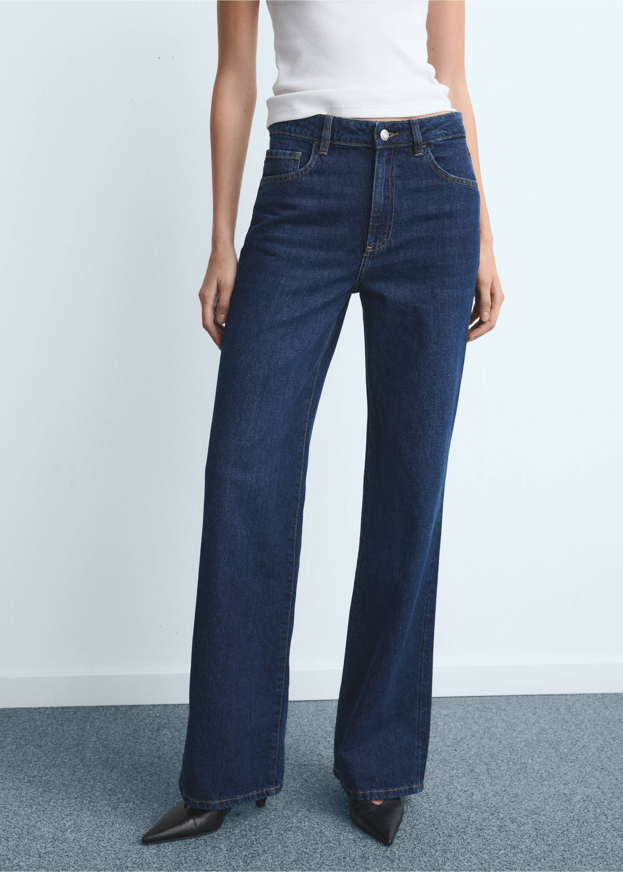 Danila high-waisted wide leg jeans - Medium plane, Dark Blue. Ref: 27021203-00.