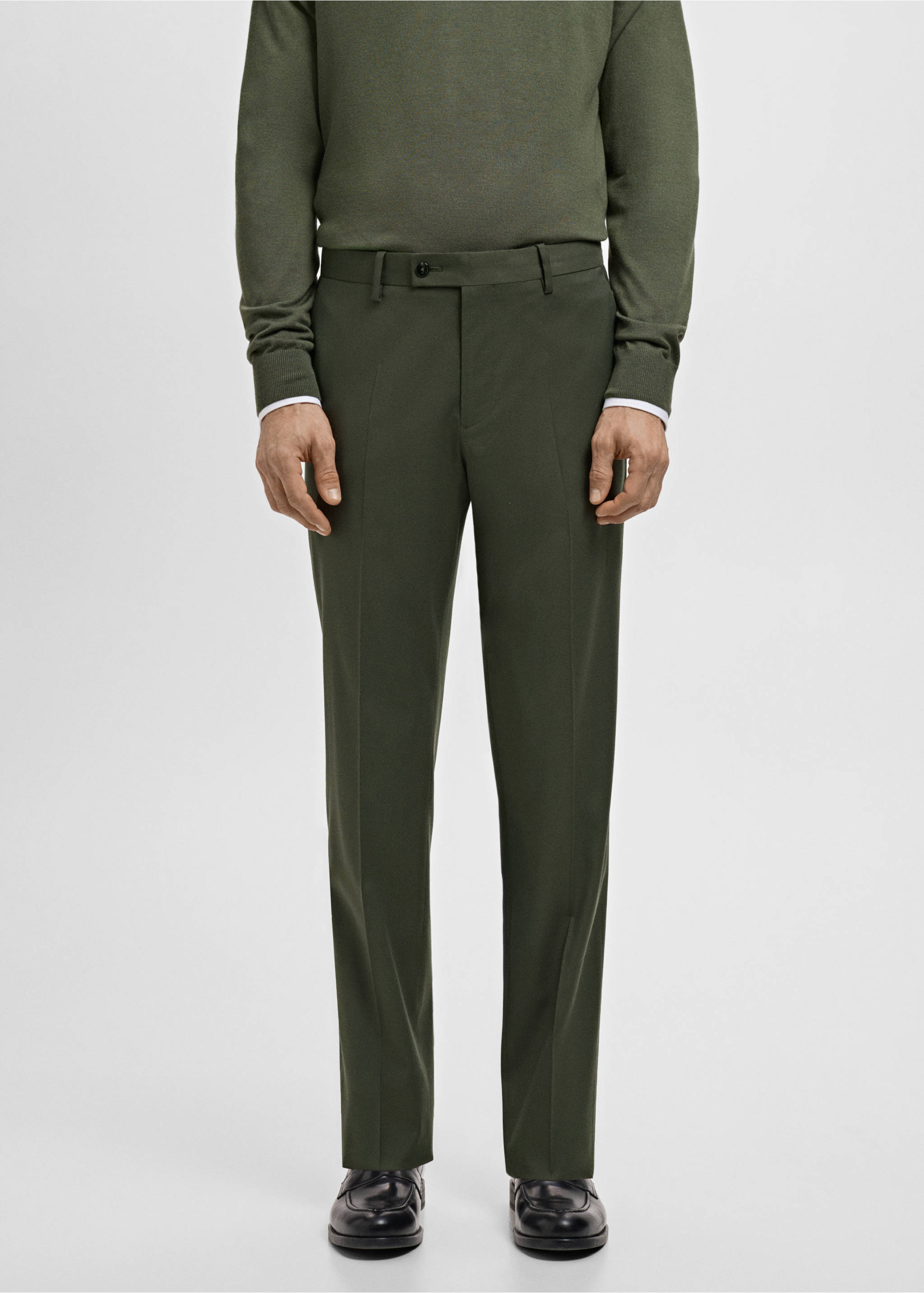 Pantalón traje Milán slim fit - Plano medio, Khaki. Ref: 27021206-00.