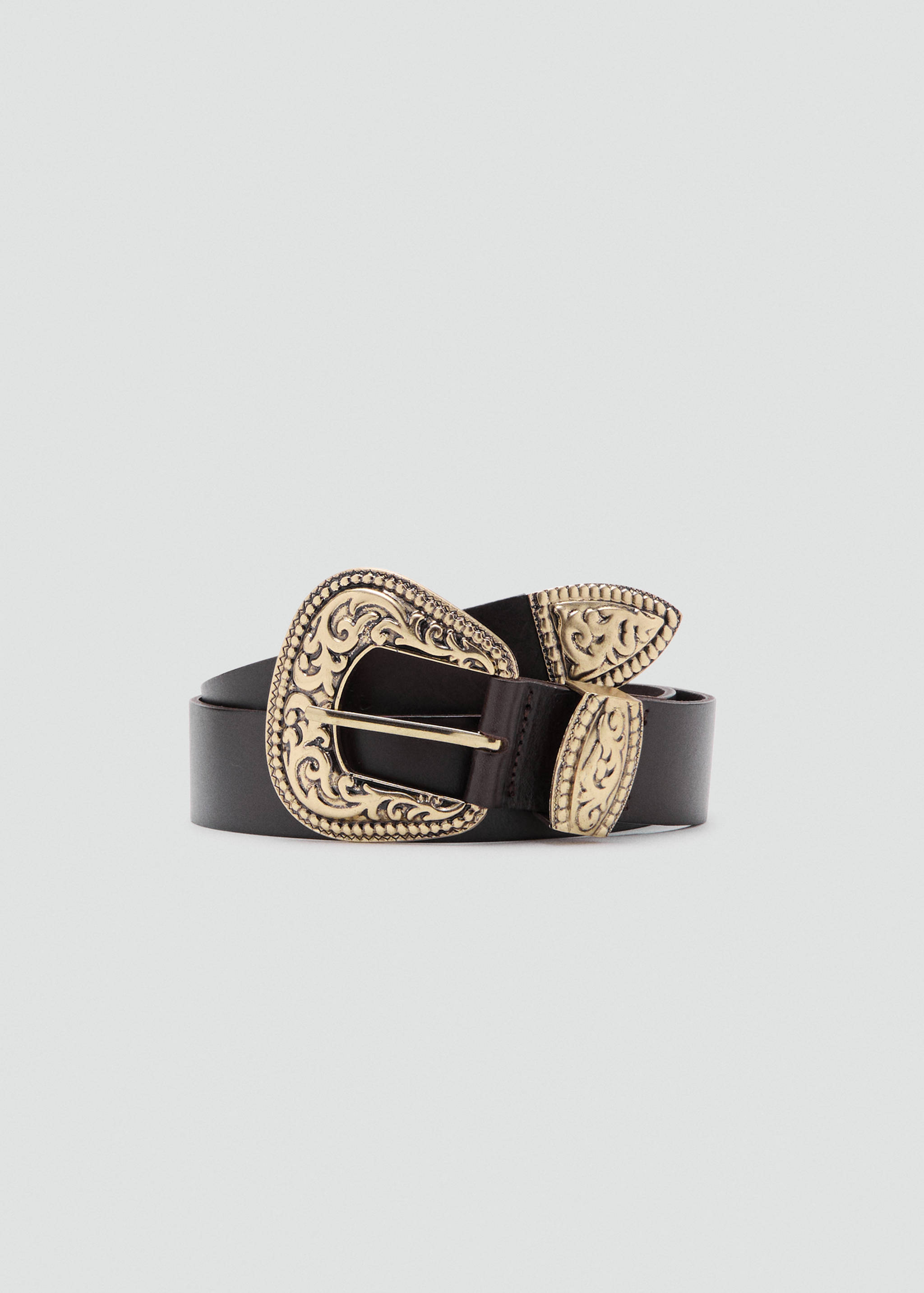 Engraved buckle leather belt - Article without model