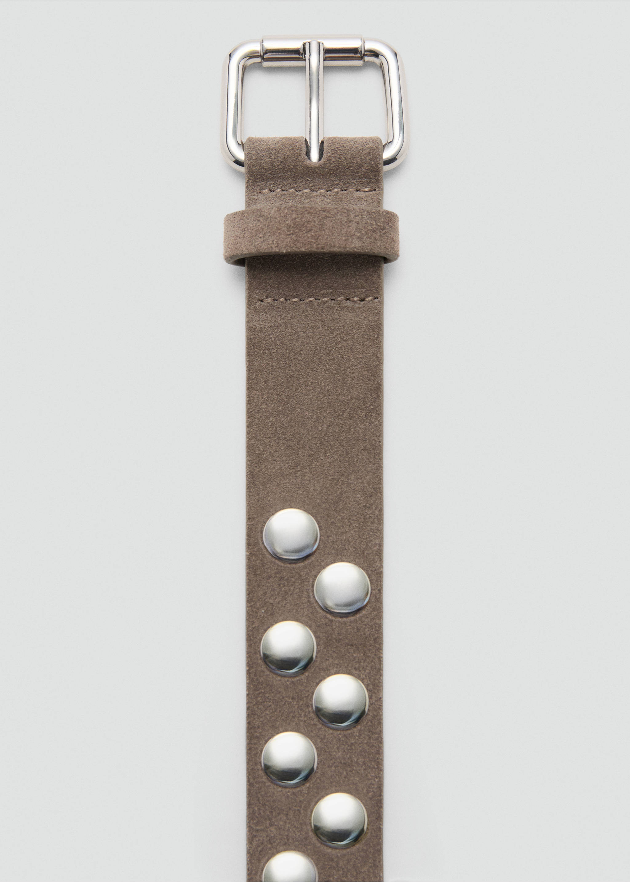 Suede belt with studs - Medium plane, Medium Brown. Ref: 27021214-00.