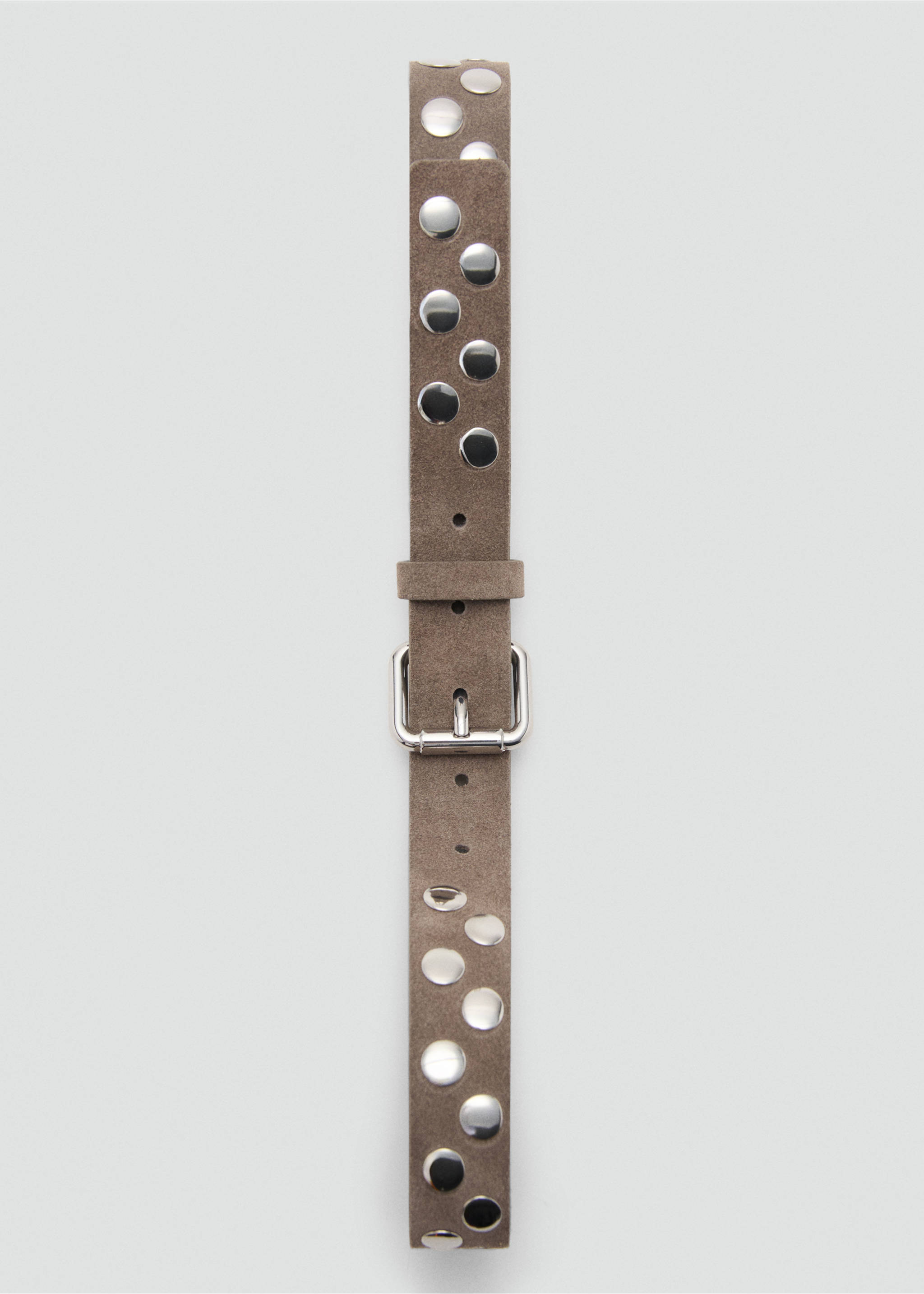Suede belt with studs - Details of the article 2, Medium Brown. Ref: 27021214-00.