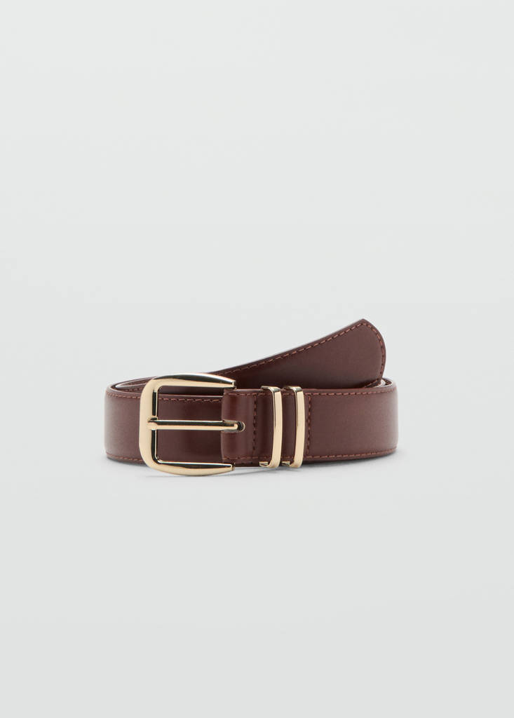 Square buckle belt — Brown