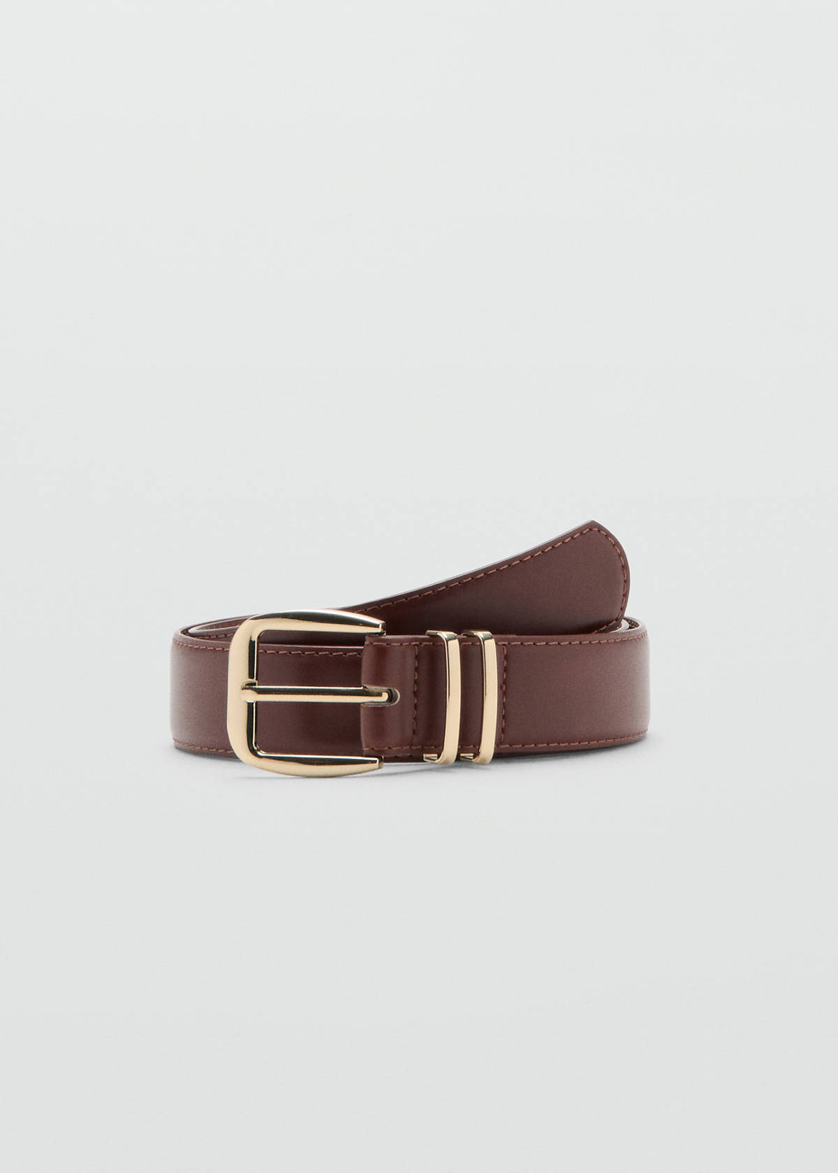 Square buckle belt — Brown