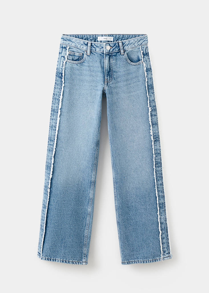 Frayed low-waist jeans — Medium Blue