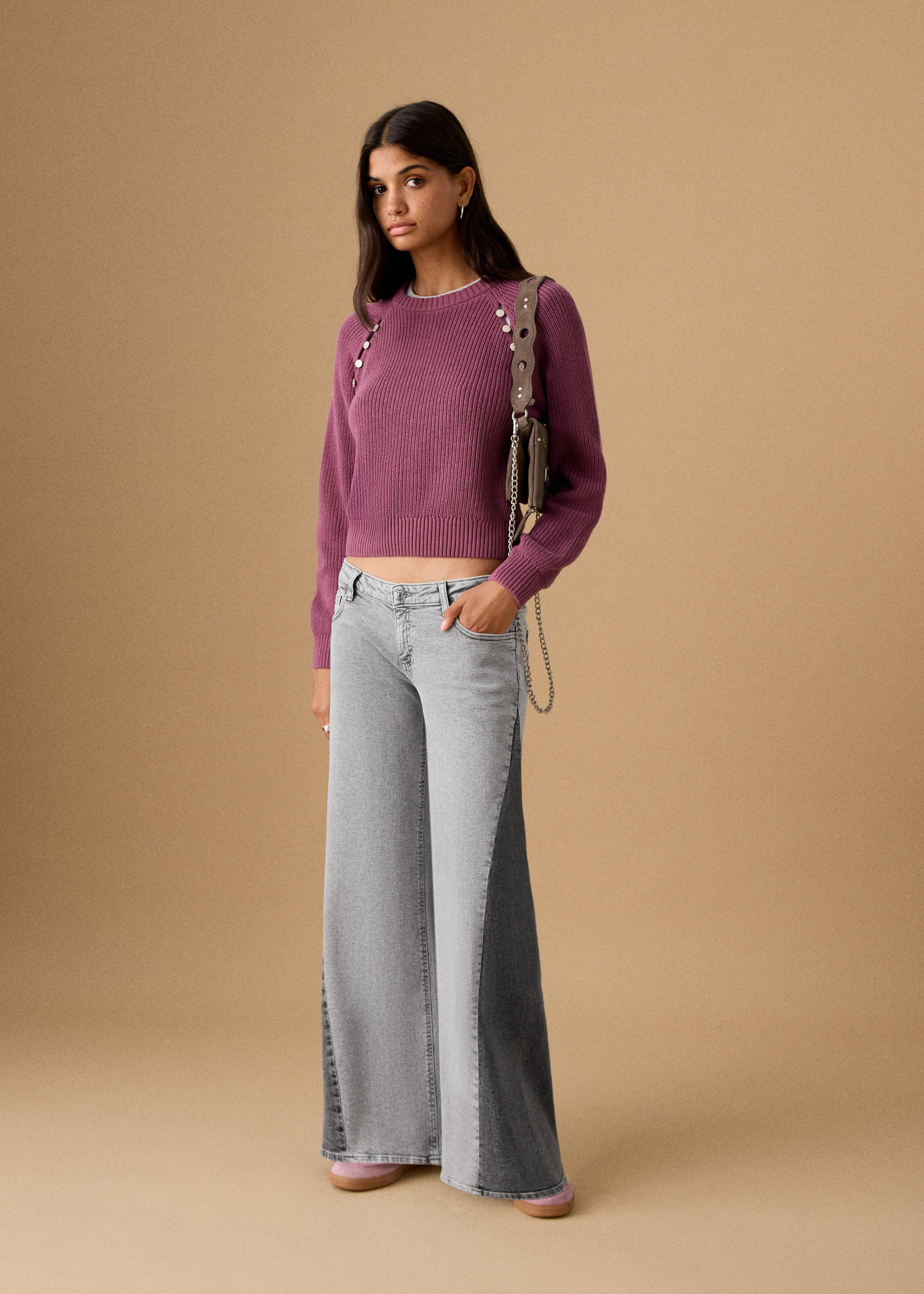 Bicolour wide-leg jeans - General plane