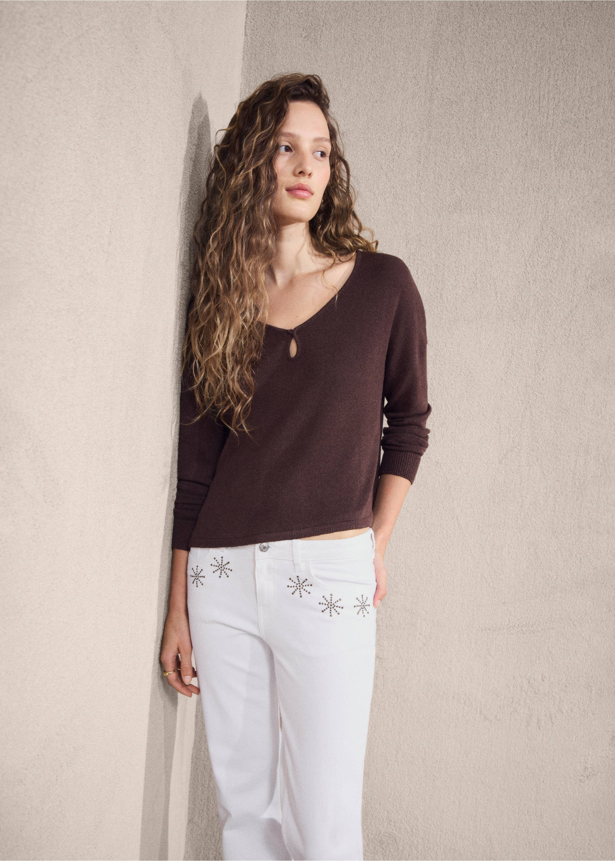 Texans rectes tatxons - Detall de l'article 7, Blanc trencat. Ref: 27021220-00.