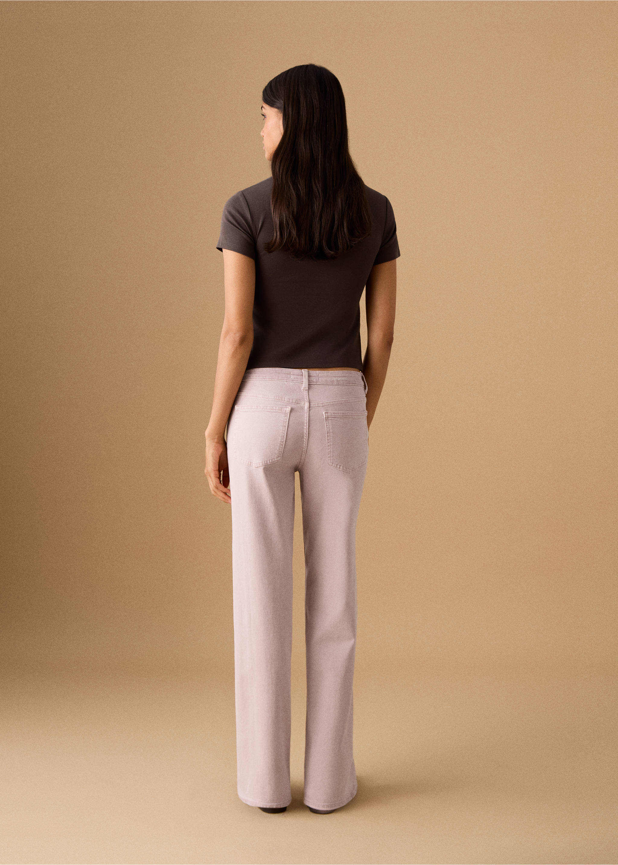 بنطال جينز مرصع بخصر منخفض - الجهة الخلفية للمنتج, وردي باهت. Ref: 27021221-00.