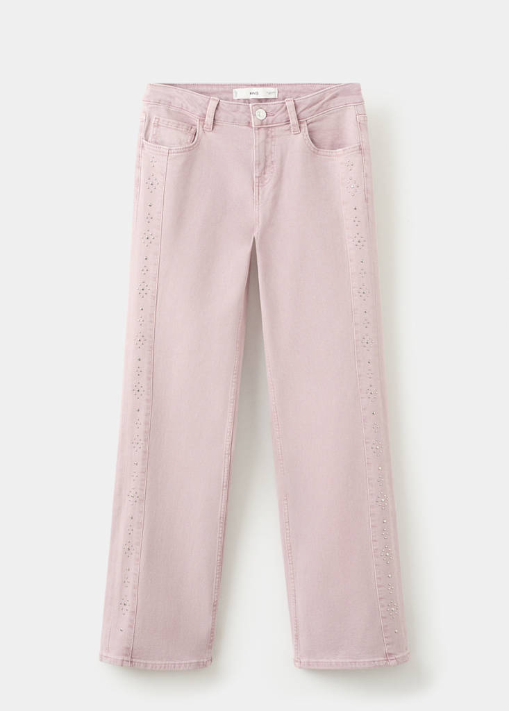 Low-waist studded jeans — Pale Pink