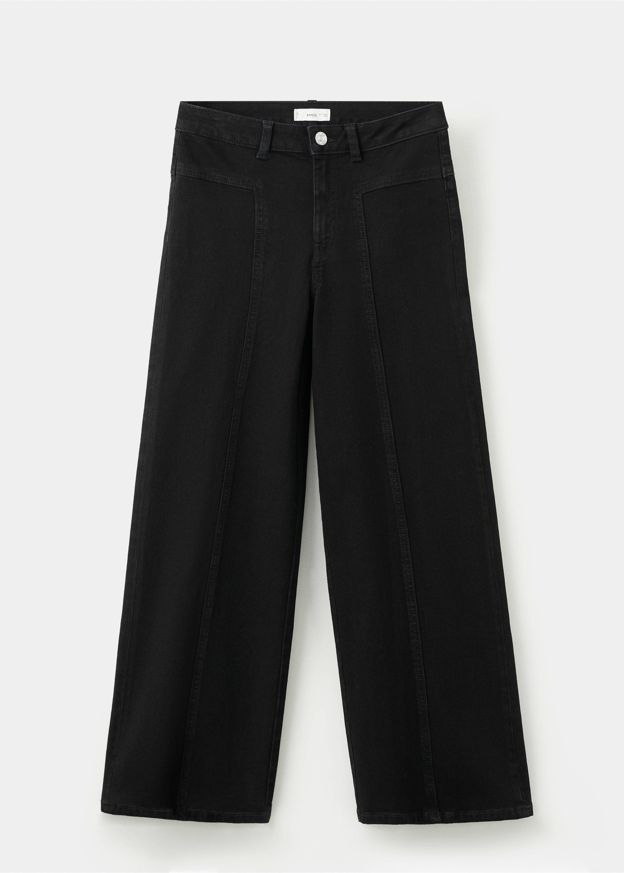 Wide-leg jeans with seam detail - Article without model, Black denim. Ref: 27021222-00.