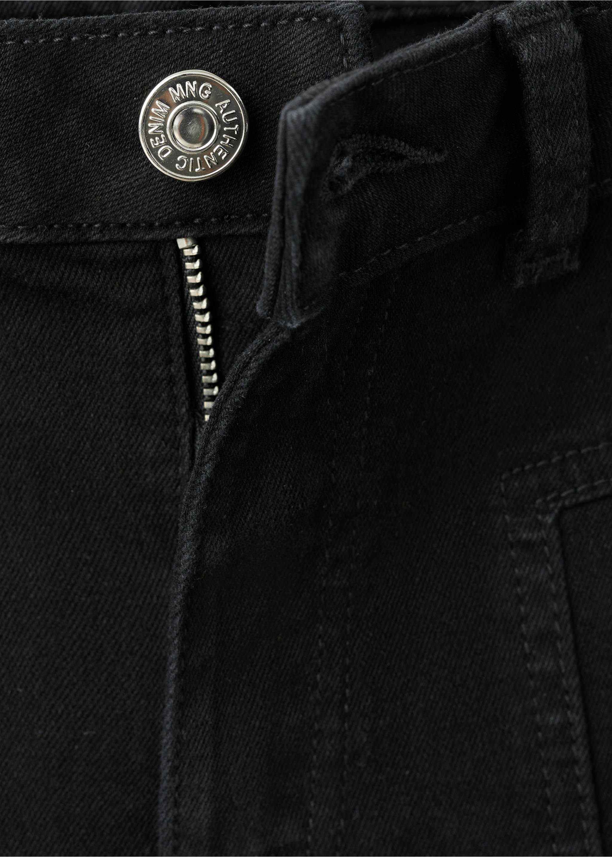 Wide-leg jeans with seam detail - Details of the article 8, Black denim. Ref: 27021222-00.