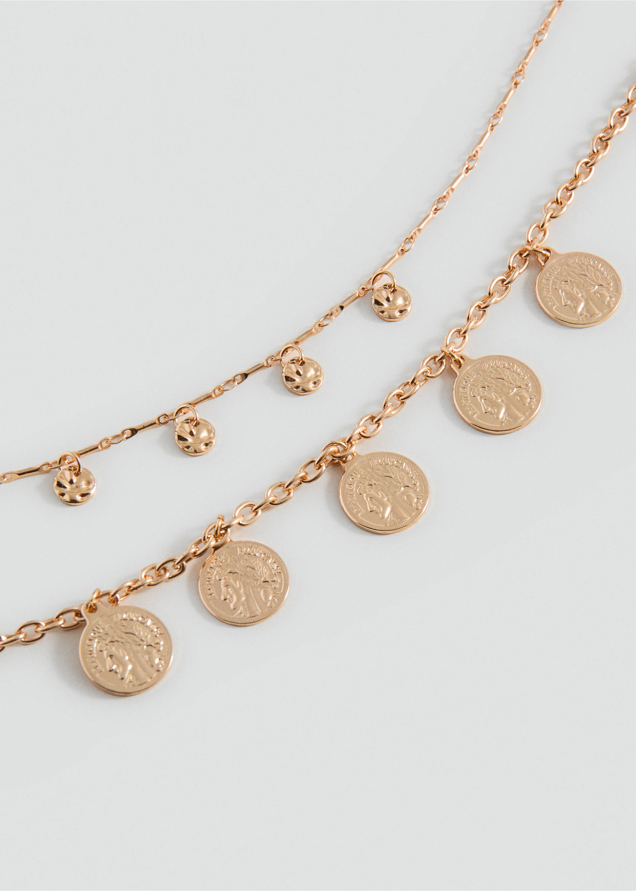Coin double necklace - Medium plane, Gold. Ref: 27021225-00.