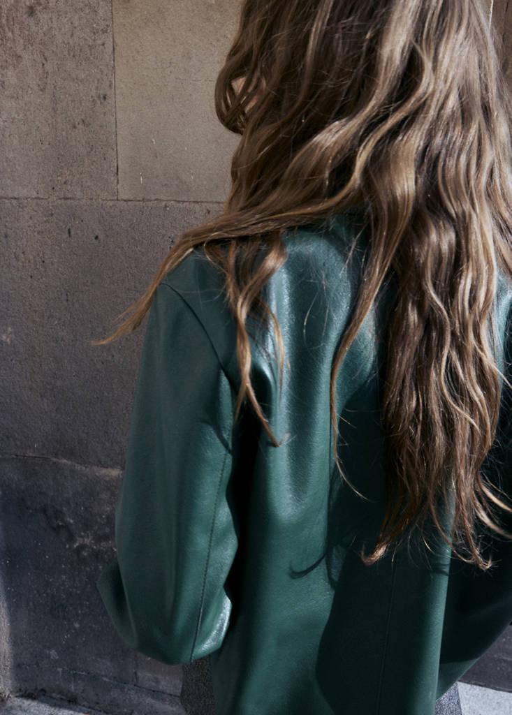 Faux-leather jacket with pockets — Green