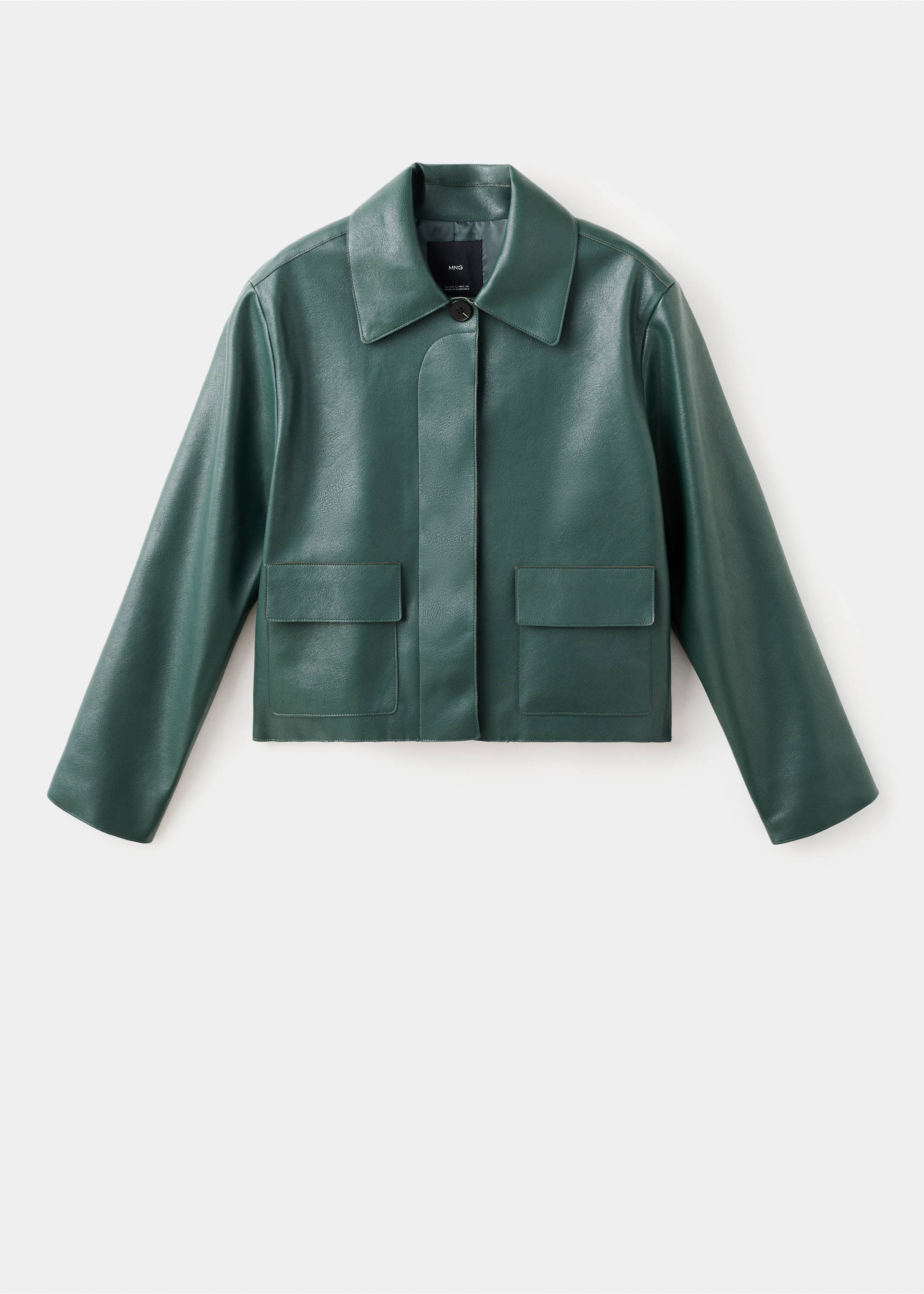 Faux-leather jacket with pockets - Article without model, Green. Ref: 27021229-00.