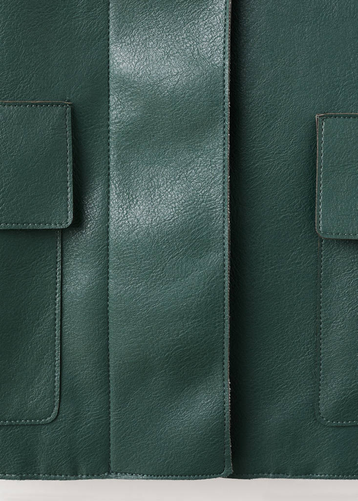 Faux-leather jacket with pockets — Green