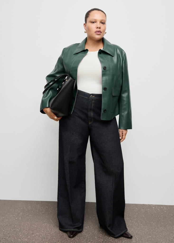 Faux-leather jacket with pockets — Green