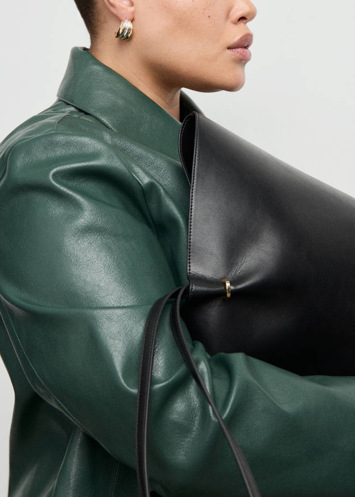 Faux-leather jacket with pockets — Green