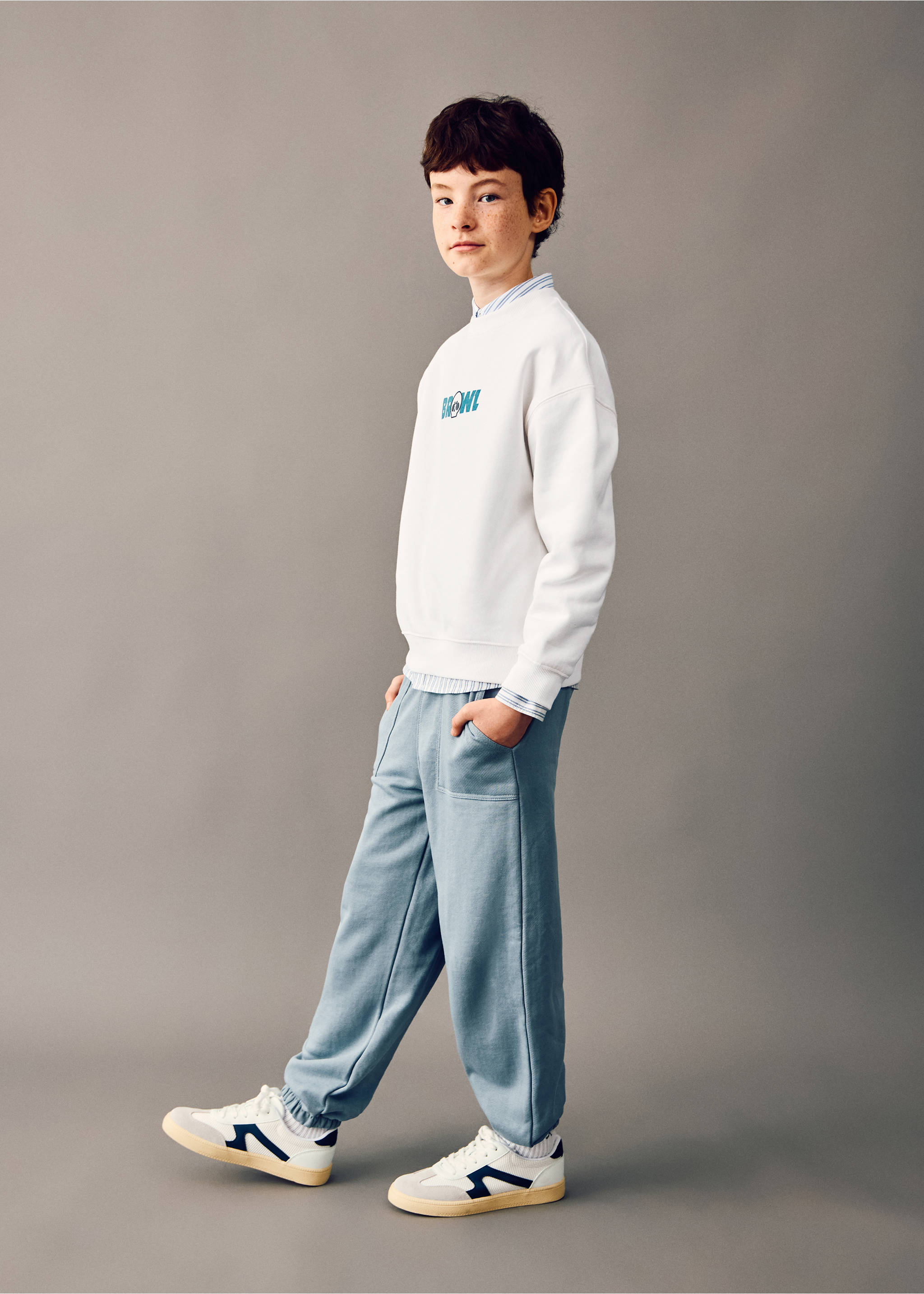 Pantalones jogger algodón - Plano general, Azul. Ref: 27021231-00.