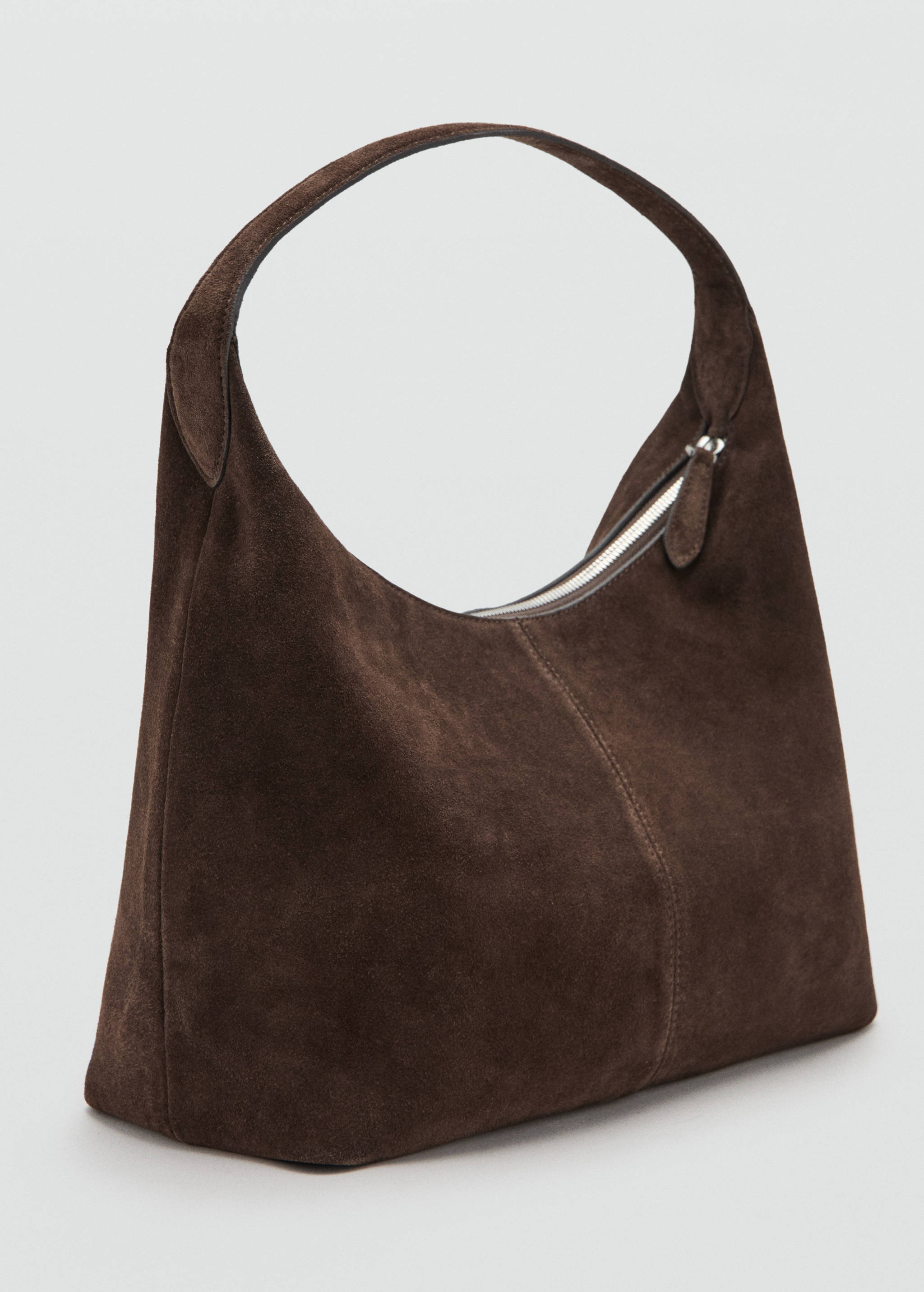 Suede shoulder bag with stitching - Medium plane