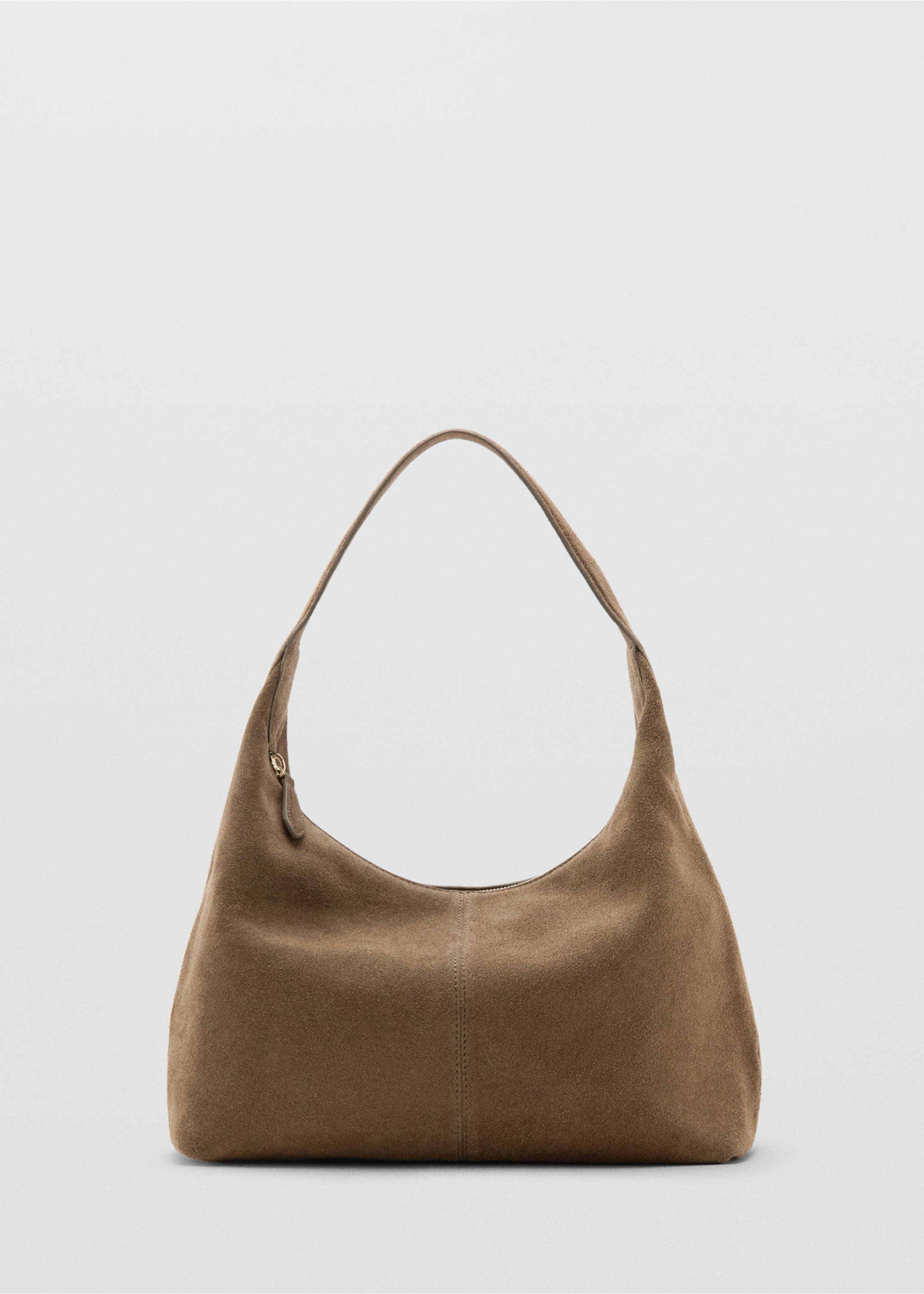 Sac porté épaule en daim surpiqûre - Article sans modèle, Marron moyen. Ref: 27021233-00.