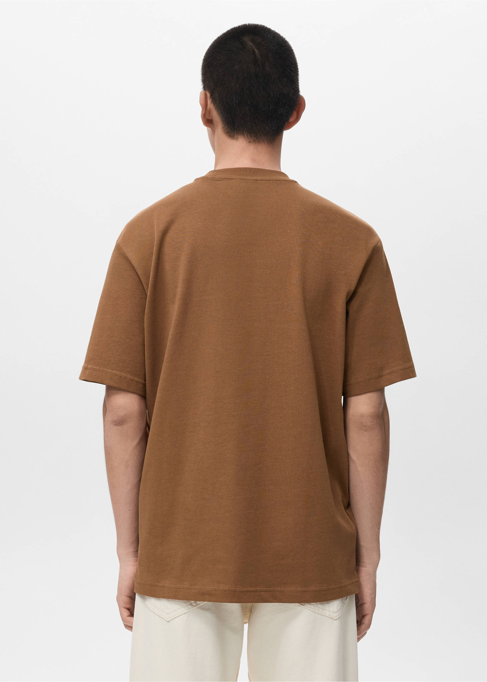 100% cotton t-shirt text - Reverse of the article, Tobacco Brown. Ref: 27021242-00.