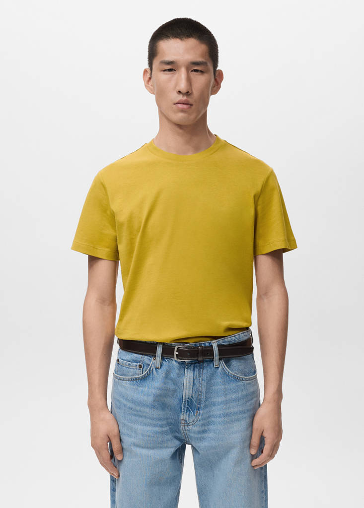Slim-fit short-sleeved t-shirt — Mustard