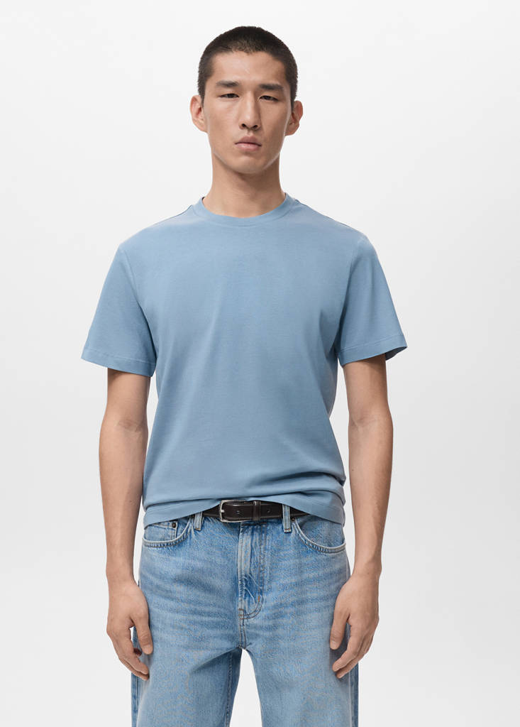 Slim-fit short-sleeved t-shirt — Sky Blue