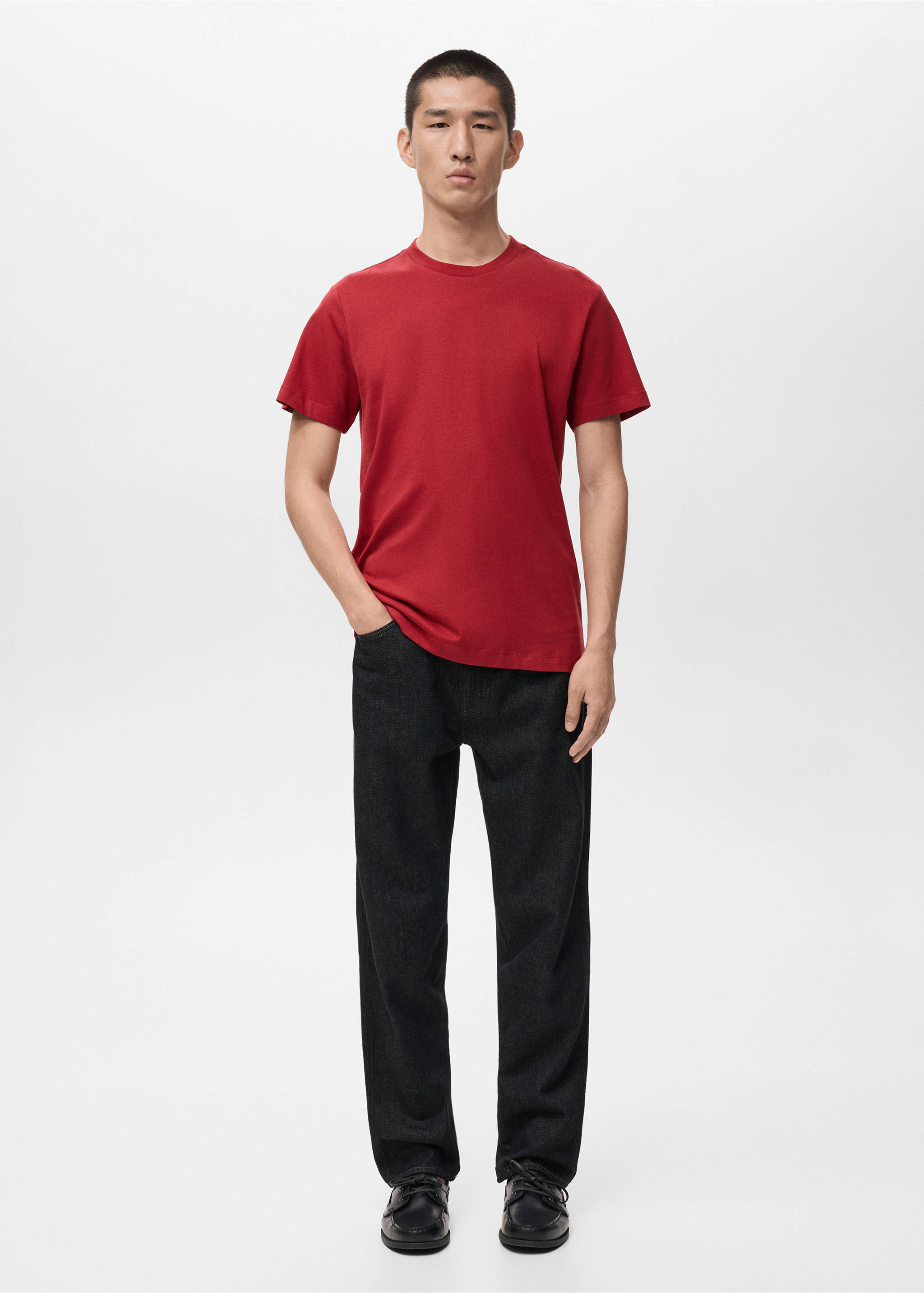 Camiseta slim fit manga corta - Plano general, Rojo. Ref: 27021243-00.