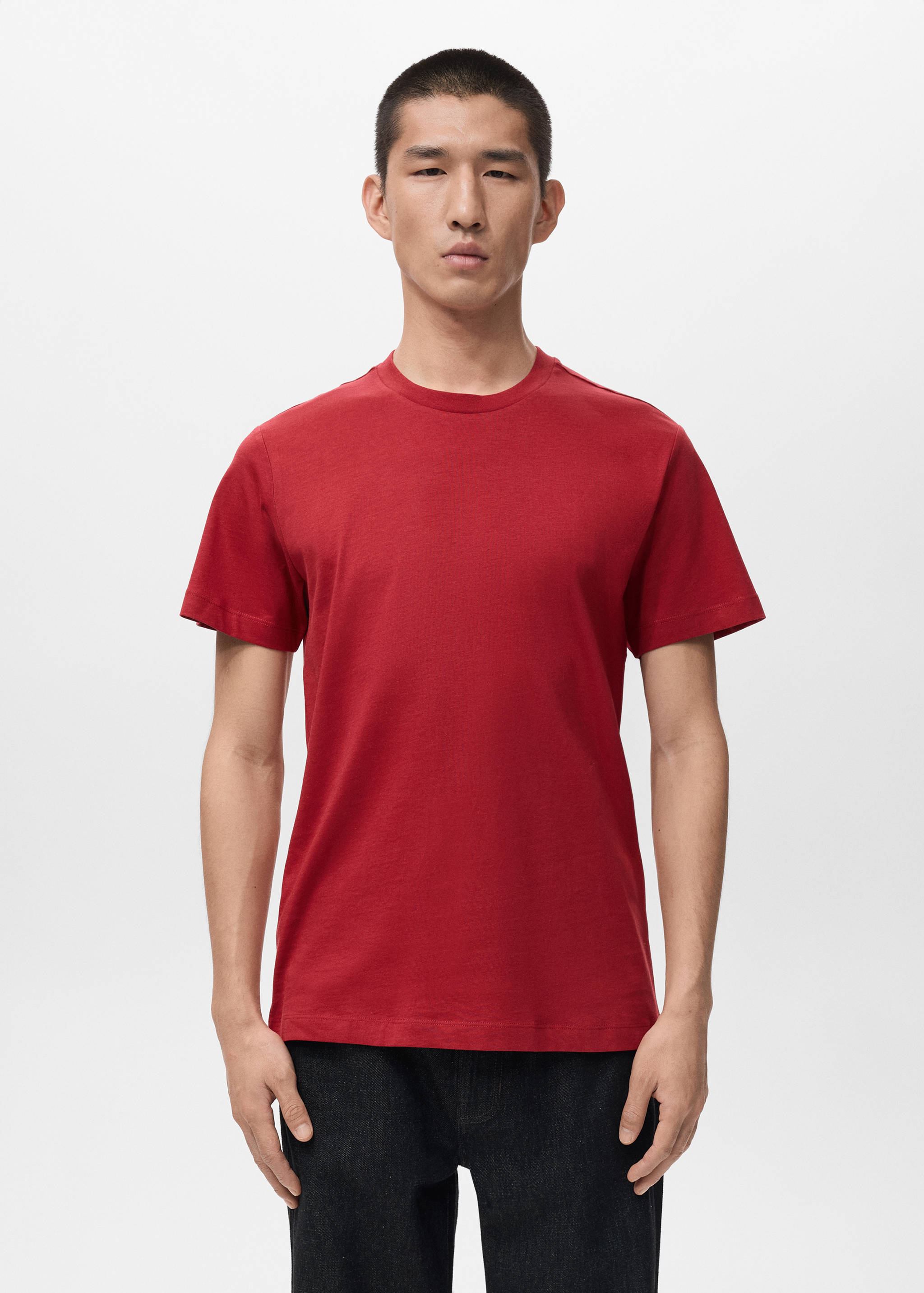 قميص بكم قصير بقصة نحيفة - رؤية وسط