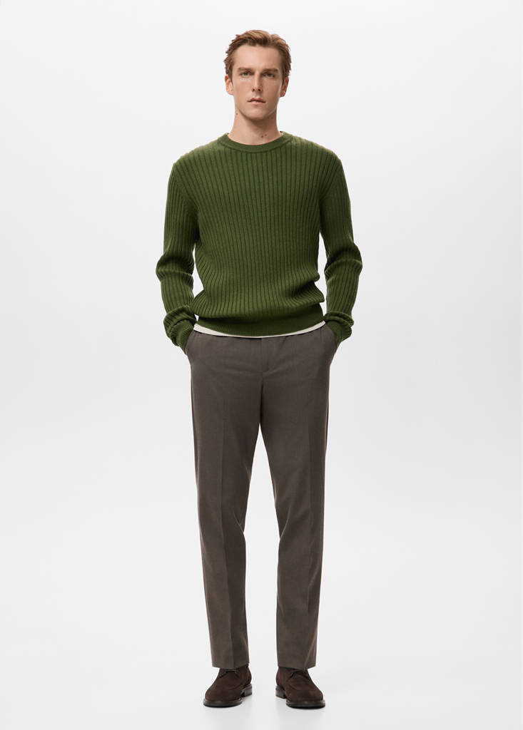 Ribbed wool-blend sweater — Green