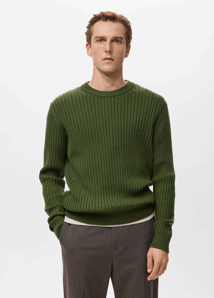 Ribbed wool-blend sweater — Green