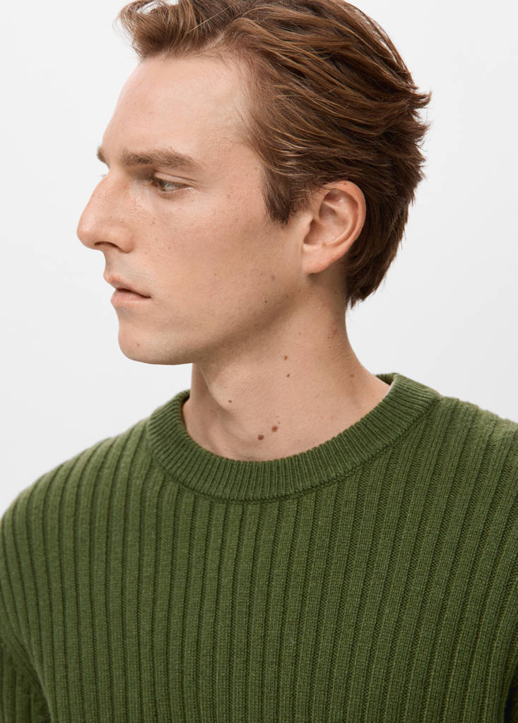 Ribbed wool-blend sweater — Green